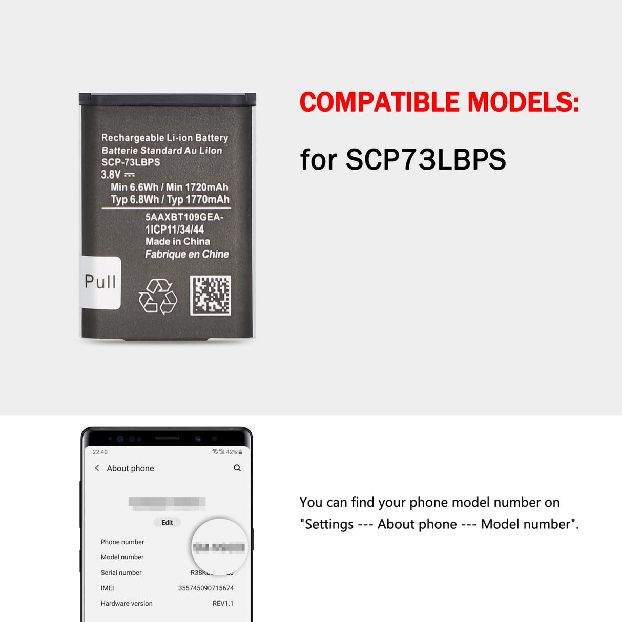 SCP-73LBPS Battery (2024 New Upgraded) Replacement for Kyocera DuraXV Extreme E4810 Verizon Flip Phone SCP73LBPS Battery