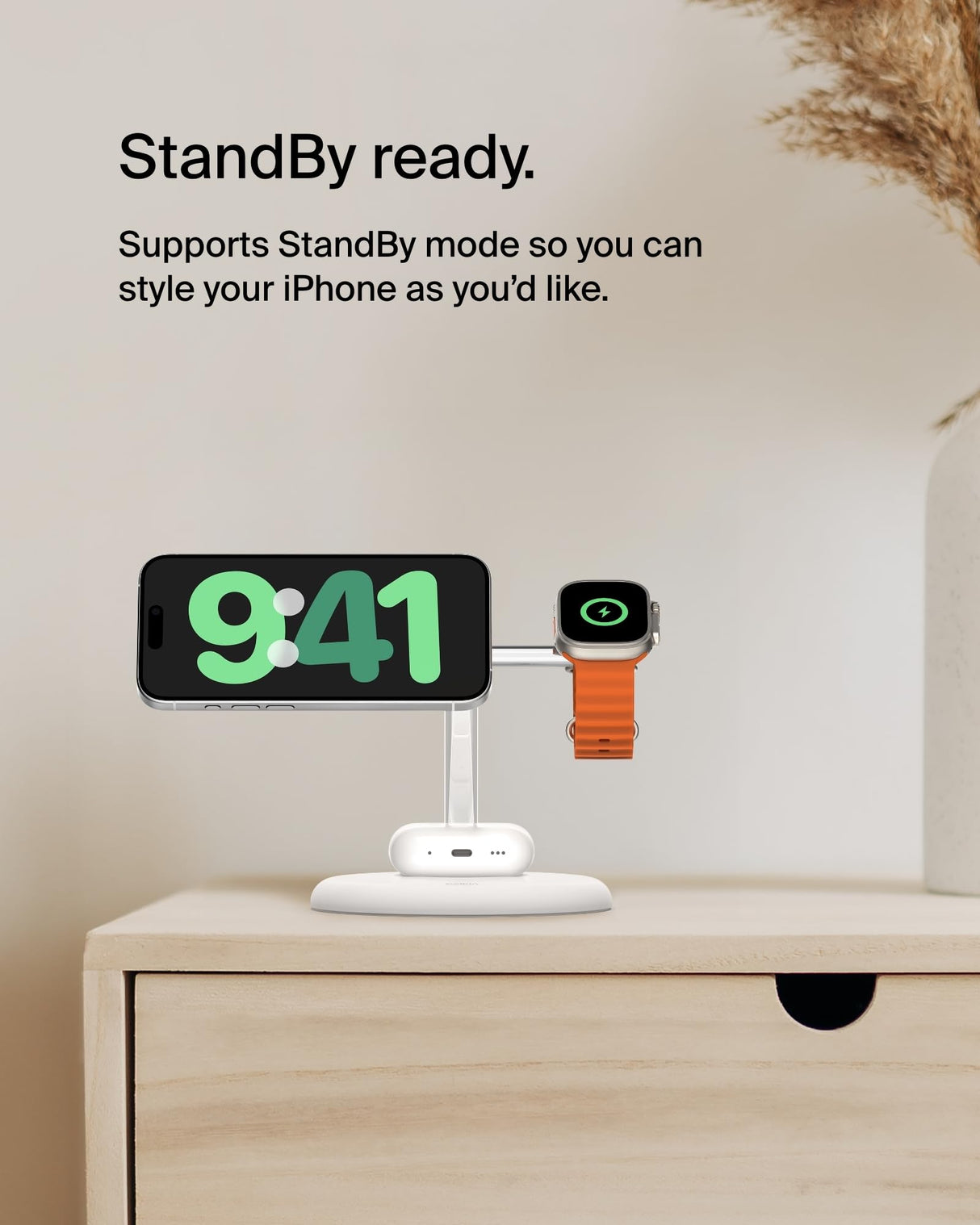 Belkin - Boost Charge Pro 3 In 1 Wireless Charging Stand With Qi2 - White