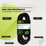 6100572: GOGREEN HEAVY-DUTY OUTDOOR POWER EXTENSION CORD - BLACK - 8' - 15' - 25