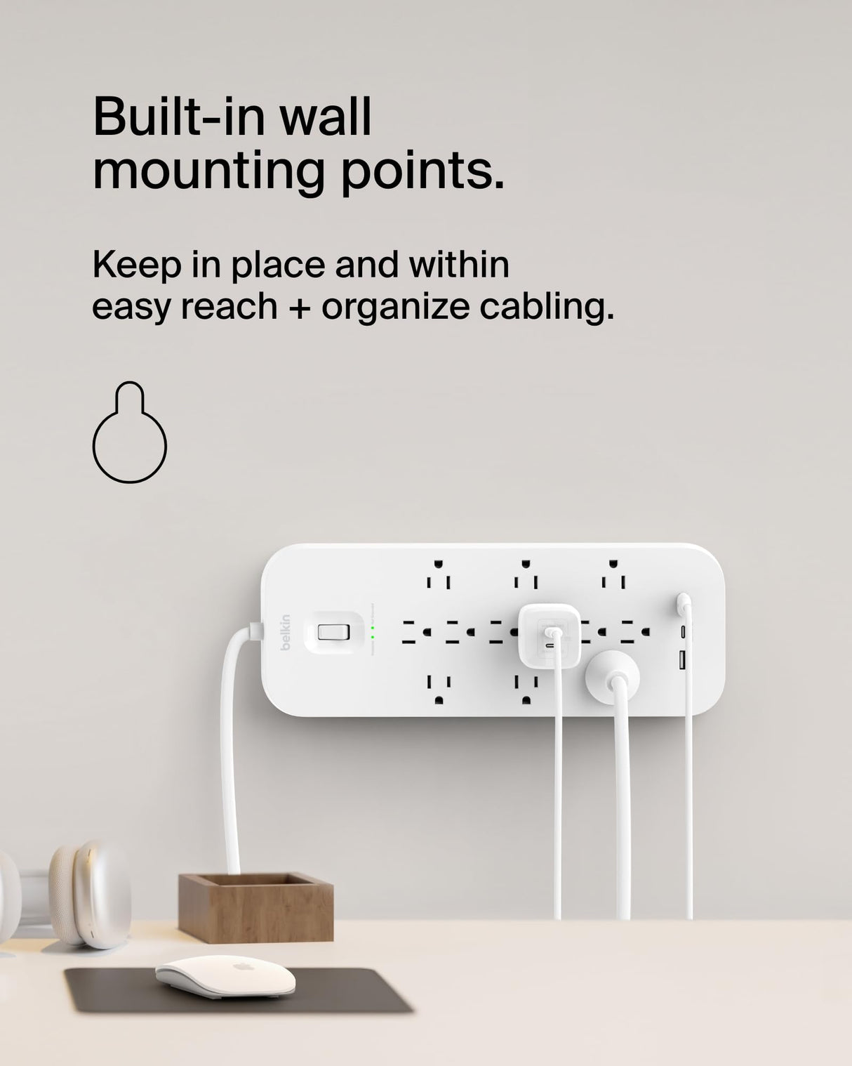 Belkin - 12 Outlet Surge Protector With Usb C And Usb A Ports - White