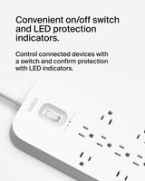 Belkin - 12 Outlet Surge Protector With Usb C And Usb A Ports - White