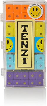 TENZI Select Dice Game - A Fun, Fast Frenzy for The Whole Family - 4 Sets of 10 Uniquely Colored Dice with Storage Case - Smiley Set