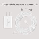 25ft/7.6m Weatherproof Charging Cable with Quick Charge Adapter Compatible with Arlo Pro 3/4/5s (White) (Not Compatible with Arlo Essential Spotlight)