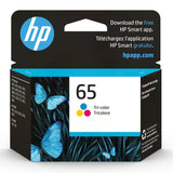 HP 65 Tri-color Ink Cartridge | Works with HP AMP 100 Series, HP DeskJet 2600, 3700 Series, HP ENVY 5000 Series | N9K01AN