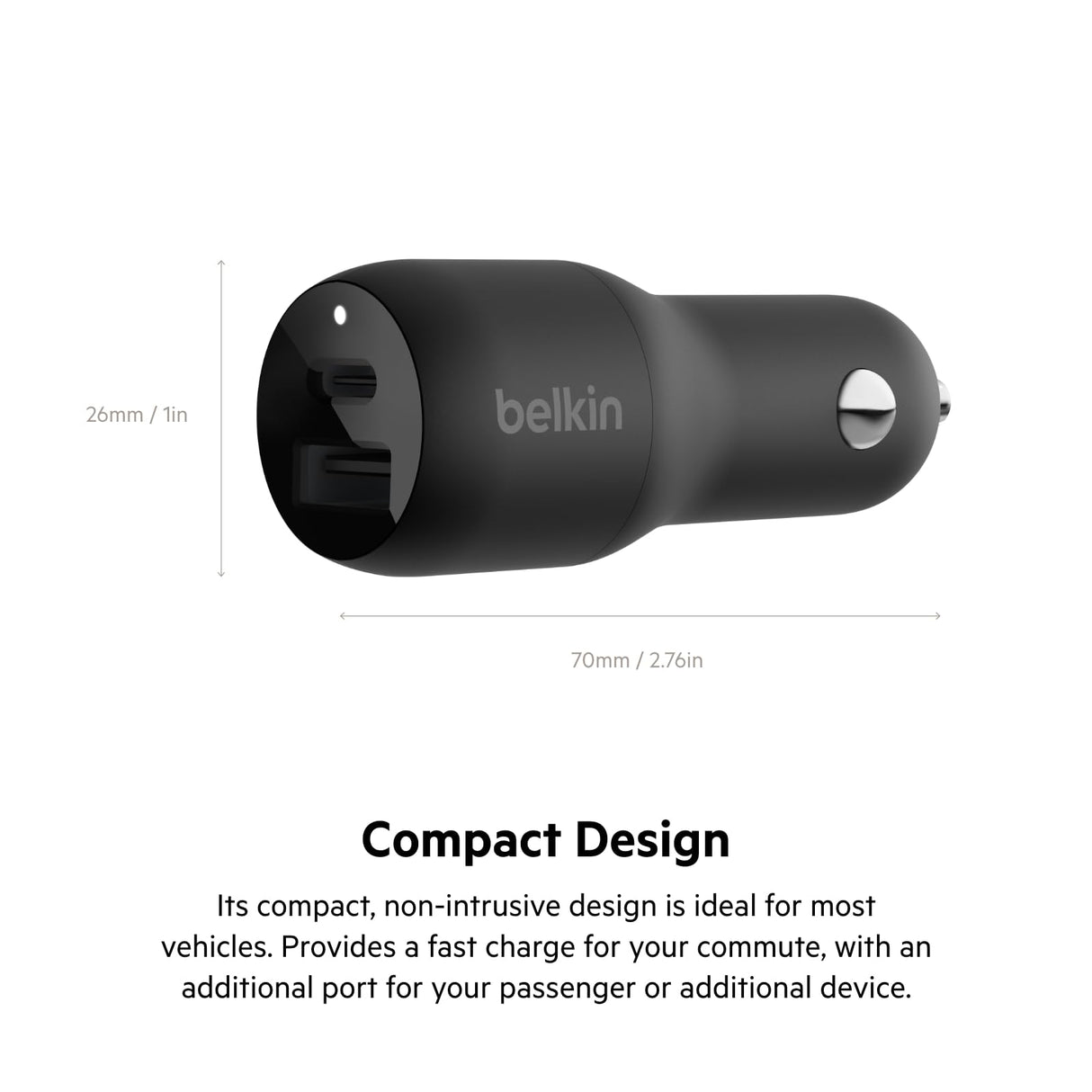 Belkin - Boost Up Charge Dual Port Usb A Pd Car Charger 37w With Pps - Black