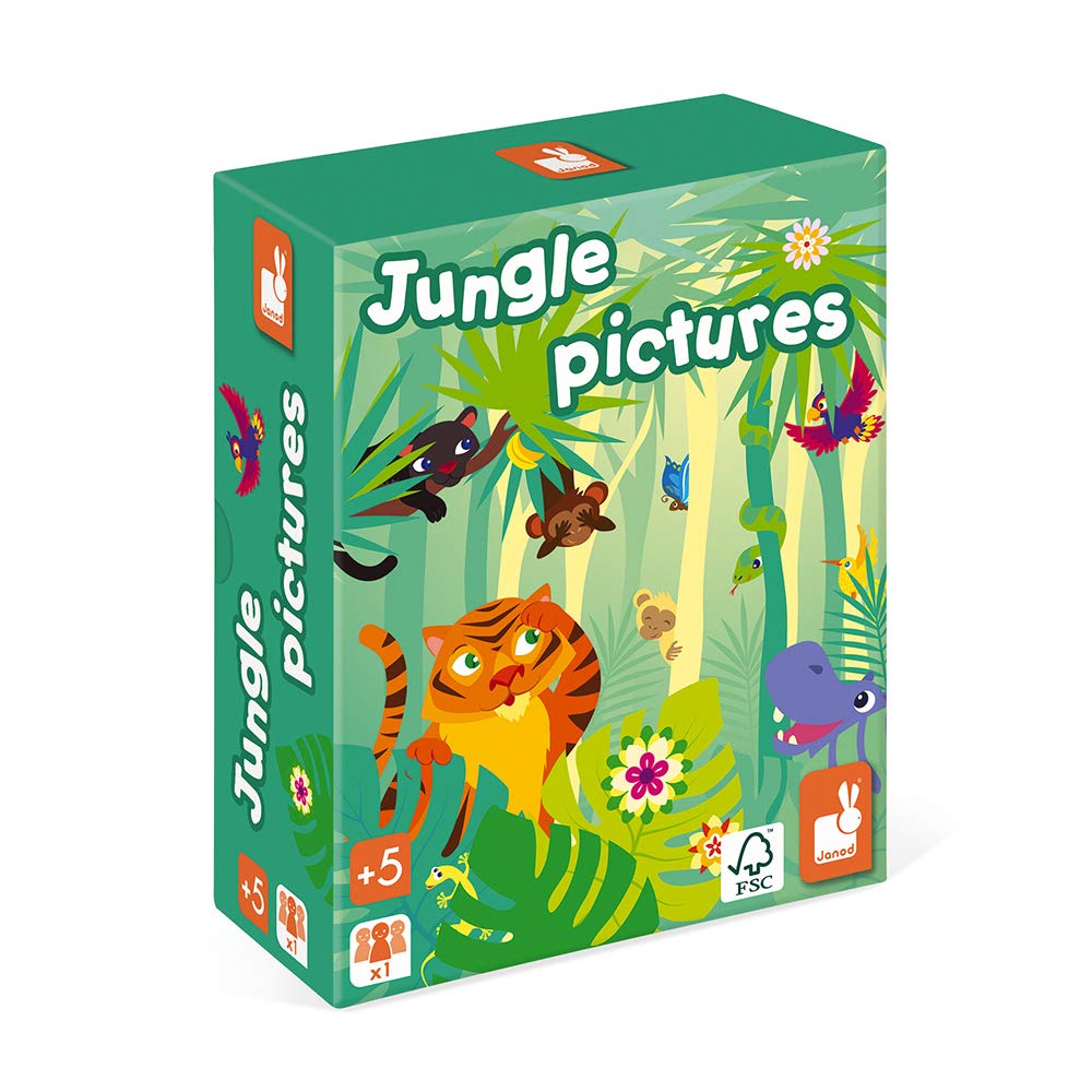 Janod Jungle Picture Brain Teaser 60 Puzzles 3 Difficulty Levels - Ages 5+ - J02642