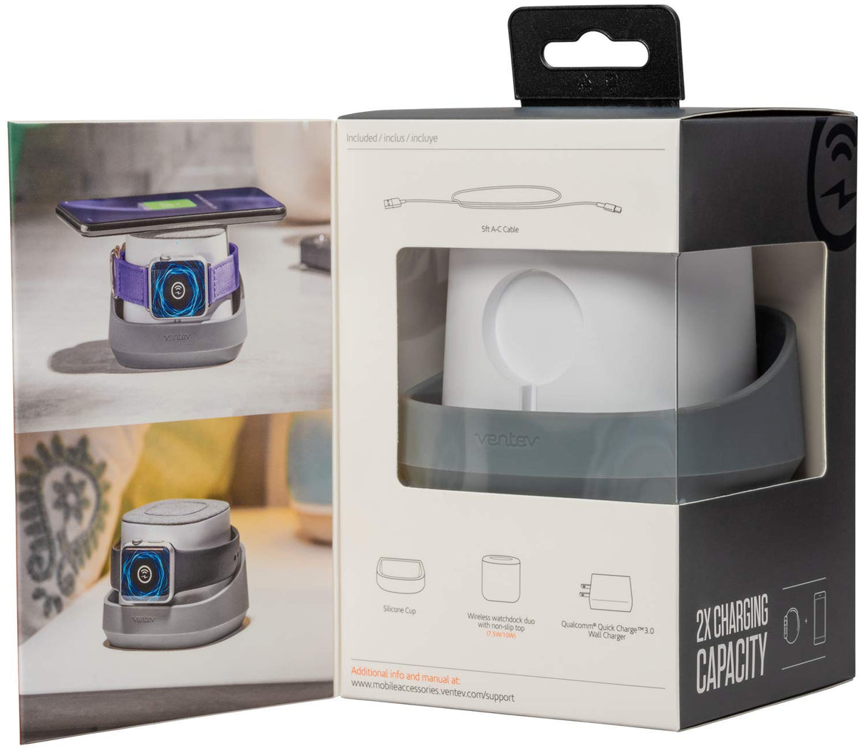 Ventev - Wireless Watchdock Duo 10w - White And Gray