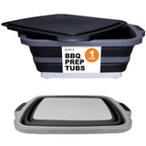 Drip EZ Collapsible BBQ Prep Tub - For Meal Prep, Marinating, Food Storage - Includes Cutting Board & Lid - (1) XL - Black