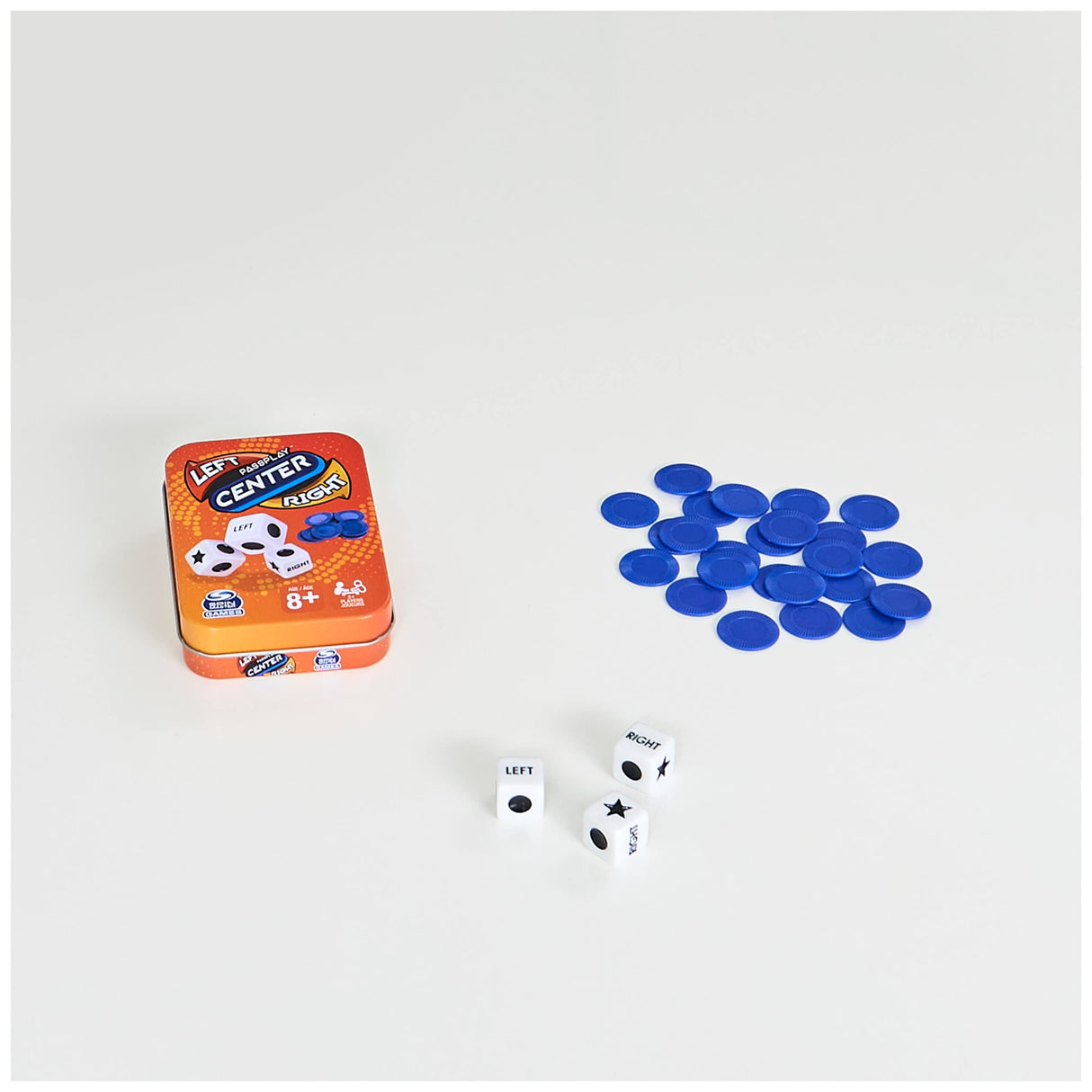 Spin Master 6061968 Left Center Right Tin Refresh Dice Game