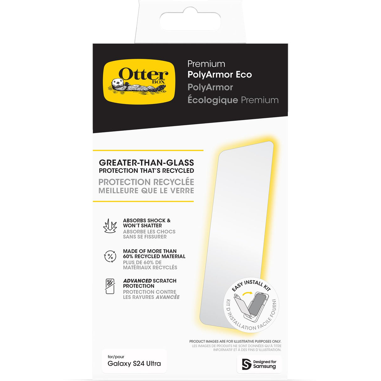 Otterbox - Polyarmor Curved Screen Protector For Samsung Galaxy S24 Ultra  - Clear