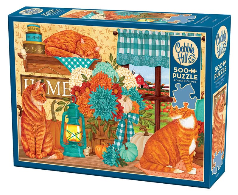 Cobble Hill 500 Piece Puzzle - Pumpkin Patch Cats - Sample Poster Included