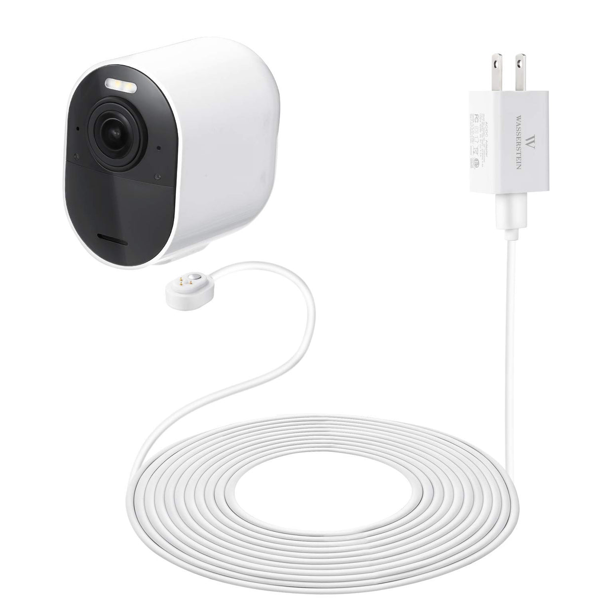 25ft/7.6m Weatherproof Charging Cable with Quick Charge Adapter Compatible with Arlo Pro 3/4/5s (White) (Not Compatible with Arlo Essential Spotlight)