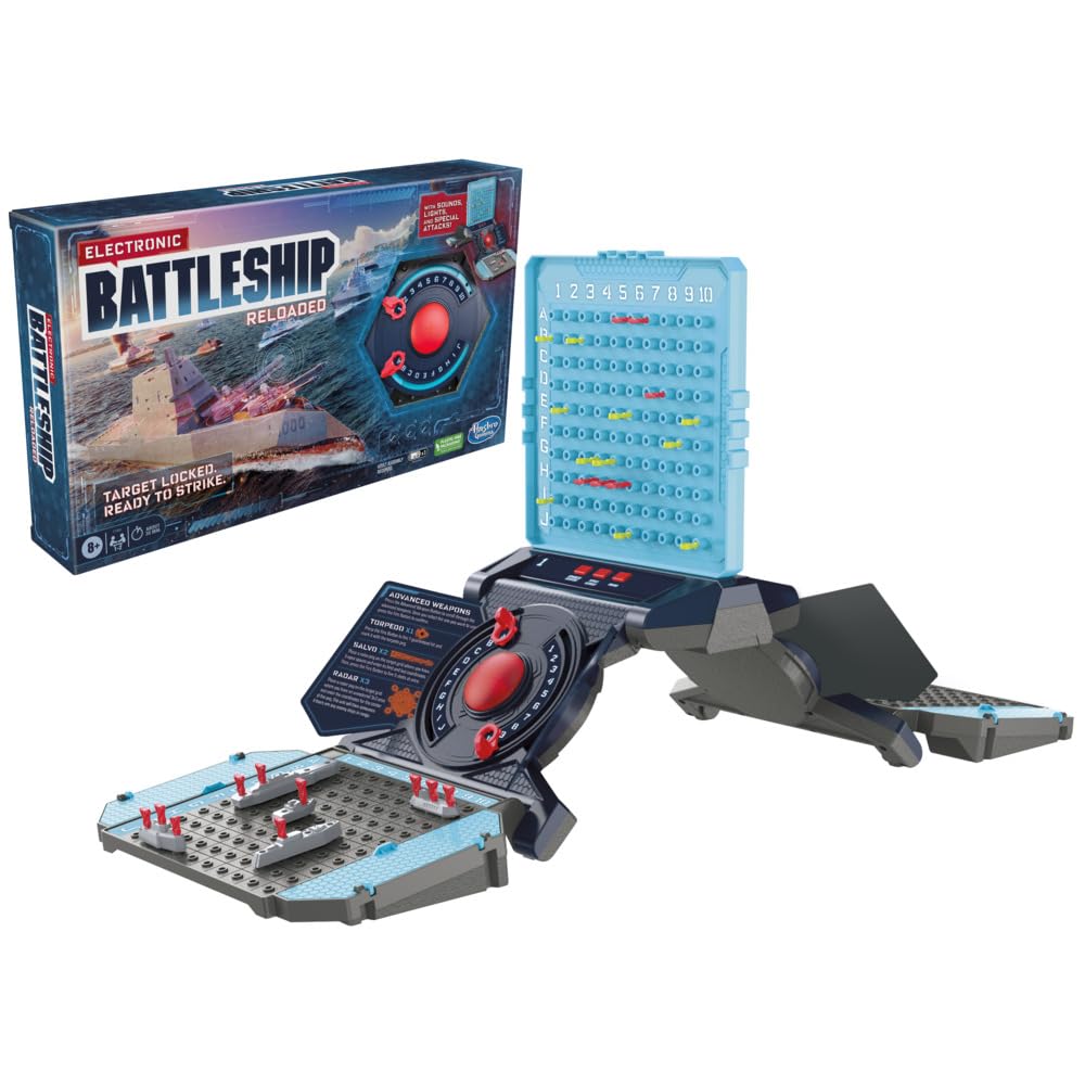 Hasbro Gaming Electronic Battleship Reloaded Board Game, Naval Combat Strategy Game with Sounds, Lights, Special Attacks, Ages 8 and Up, 1-2 Players