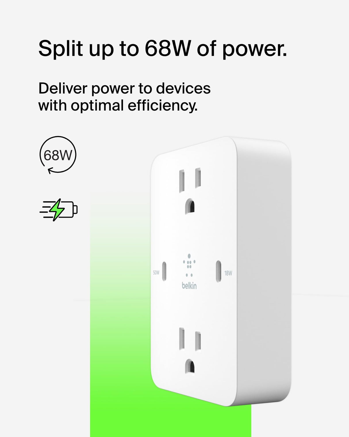 Belkin - Boostcharge Gan Usb C Wall Plate 68w - White