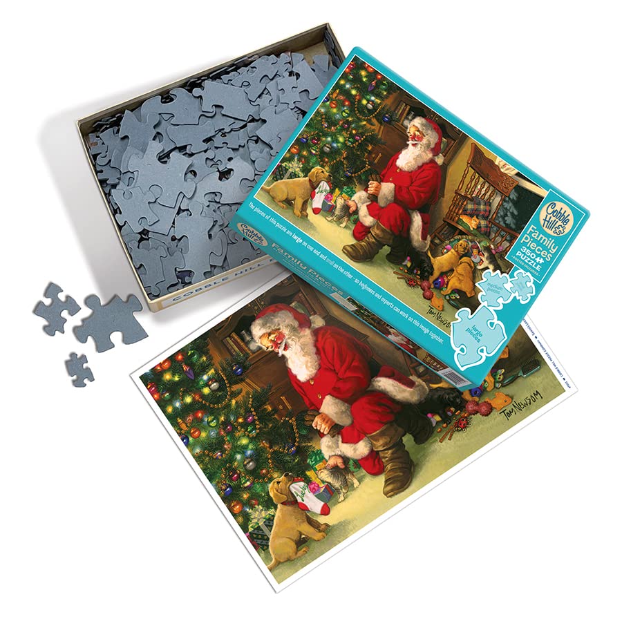 Cobble Hill Family Piece's 350 Puzzle - Santa's Lucky Stocking - Sample Poster Included