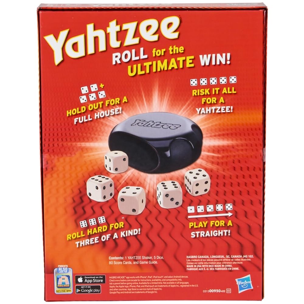 Hasbro Yahtzee Classic Game, Dice Games Clear Printing with Correct Scoring Instruction