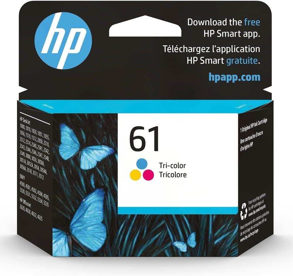 HP 61 INK TRI-COLOR 165 YLDHP 61 Tri-color Ink | Works with DeskJet 1000, 1010, 1050, 1510, 2050, 2510, 2540, 3000, 3050, 3510; ENVY 4500, 5530; OfficeJet 2620, 4630 Series