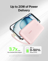 Belkin - Boostcharge Power Bank With Integrated Cable 10,000 Mah - Pink