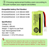 iMah BT183342/BT283342 2.4V 400mAh Ni-MH Battery Compatible with AT&T CL82207 EL52100 EL50003 VTech CS6709 CS6609 CS6409 BL102-3 Handset Replace Battery BT166342 BT266342 BT162342 BT262342, (Single Battery)