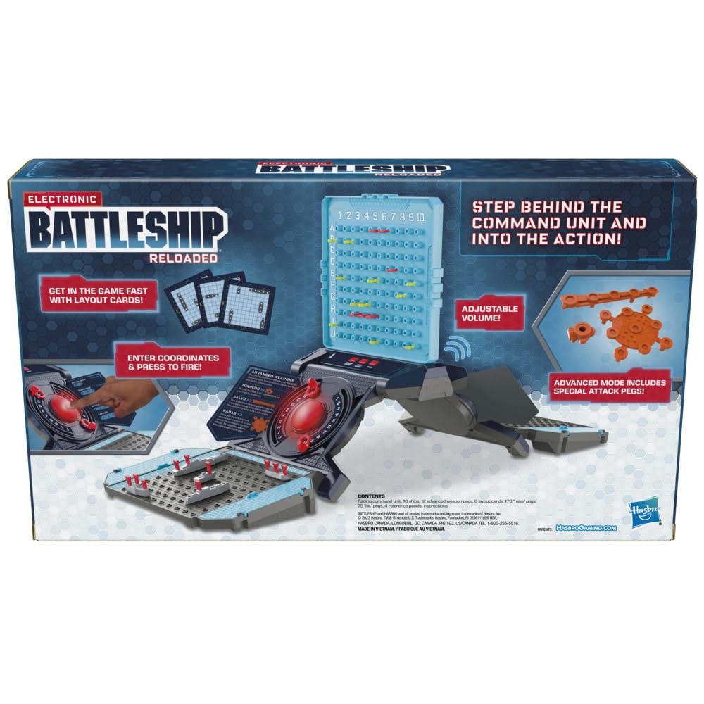 Hasbro Gaming Electronic Battleship Reloaded Board Game, Naval Combat Strategy Game with Sounds, Lights, Special Attacks, Ages 8 and Up, 1-2 Players