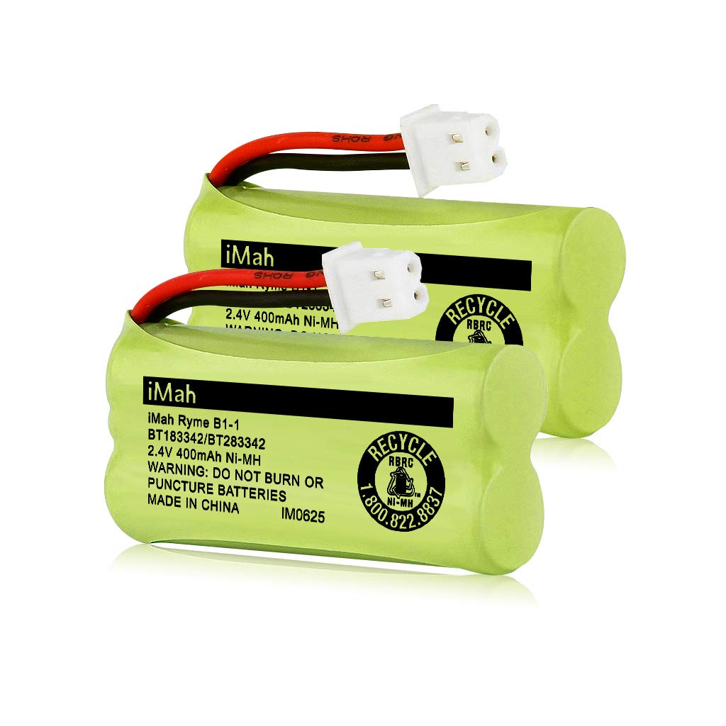 iMah BT183342/BT283342 2.4V 400mAh Ni-MH Battery Compatible with AT&T CL82207 EL52100 EL50003 VTech CS6709 CS6609 CS6409 BL102-3 Handset Replace Battery BT166342 BT266342 BT162342 BT262342, (Single Battery)