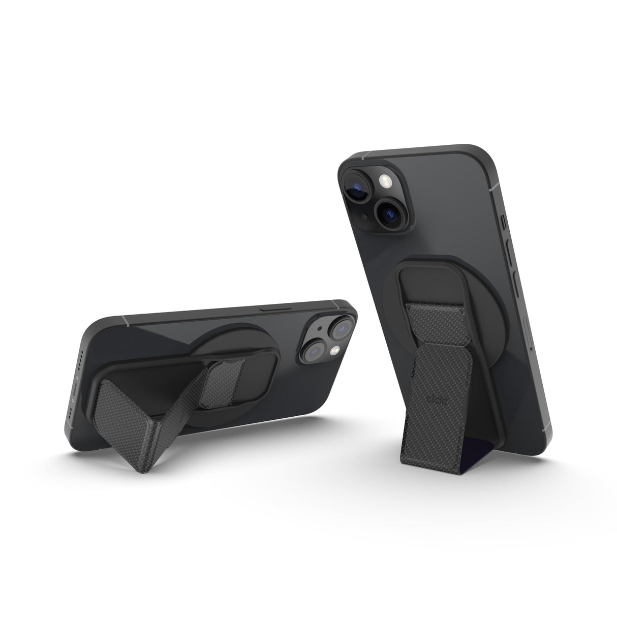 Clckr - Clear Compact Stand And Grip For Android Devices - Carbon Fibre