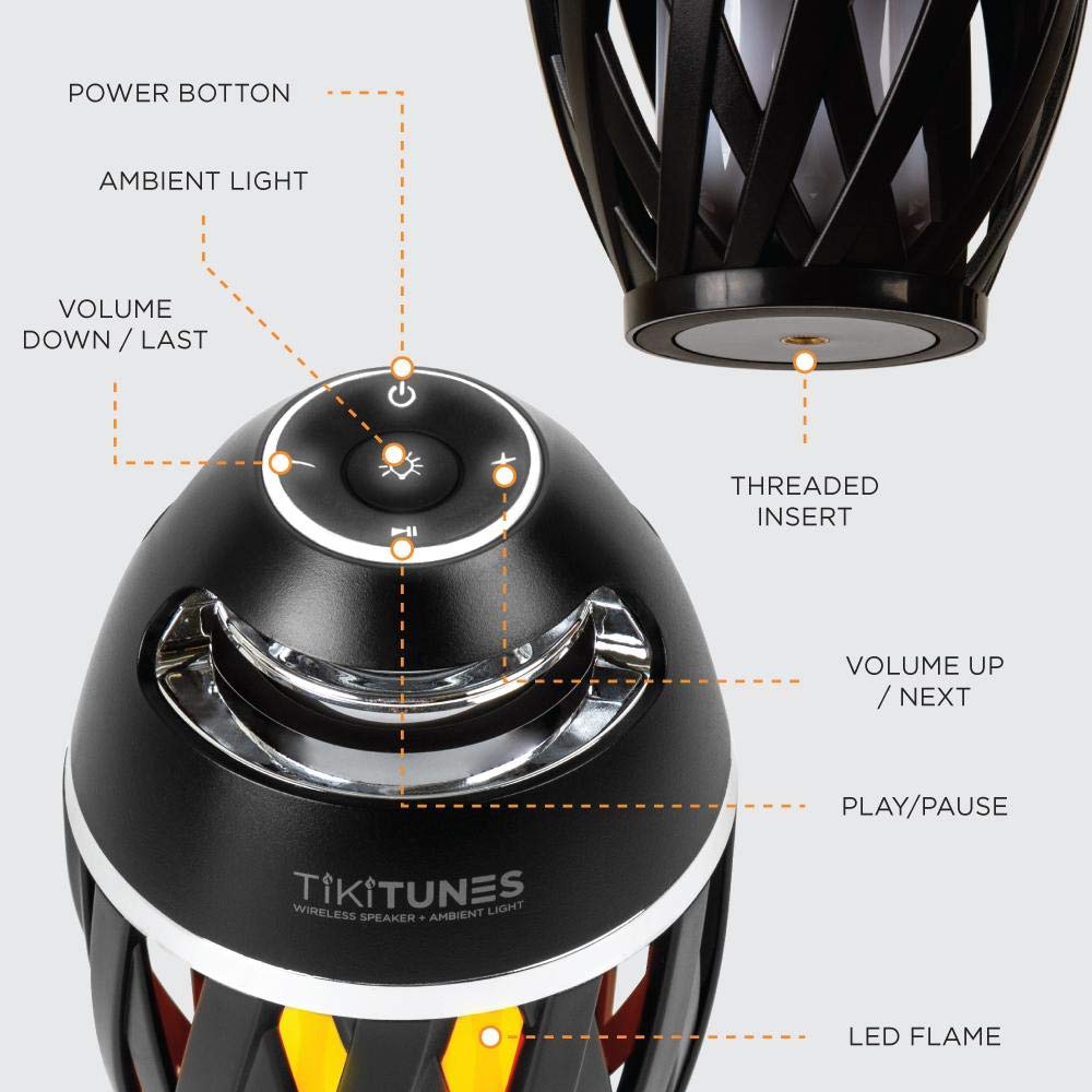 TIKITUNES - WIRELESS SPEAKER & AMBIENT LIGHT & 40" GROUND STAKE