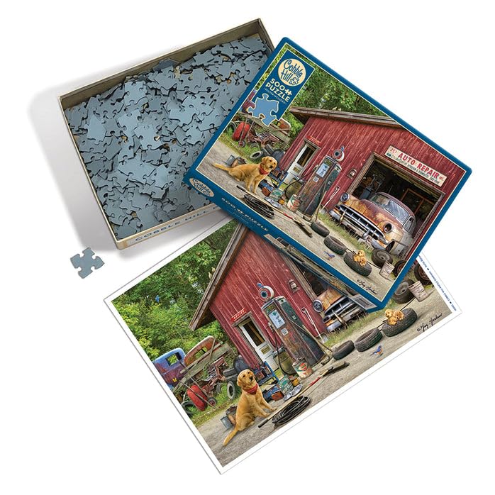 Cobble Hill 500 Piece Puzzle - Auto Repair - Sample Poster Included