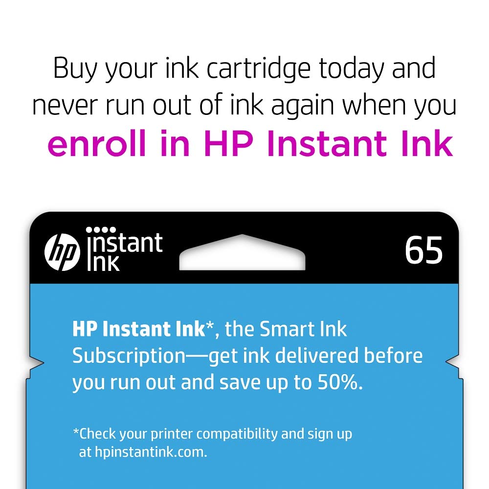 HP 65 Tri-color Ink Cartridge | Works with HP AMP 100 Series, HP DeskJet 2600, 3700 Series, HP ENVY 5000 Series | N9K01AN