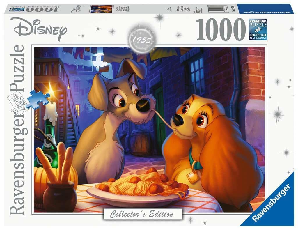 Ravensburger Disney Lady and the Tramp 1000 Piece Jigsaw Puzzle | Unique Softclick Technology | Vibrant, Glare-Free Imagery for Puzzle Enthusiasts