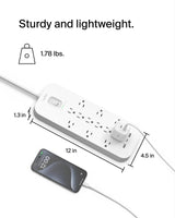 Belkin - 12 Outlet Surge Protector With Usb C And Usb A Ports - White