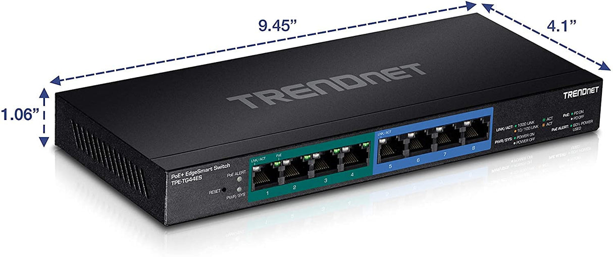 TRENDNET TPETG44ES 8 PORT GIGABIT EDGESMART POE+ SWITCH