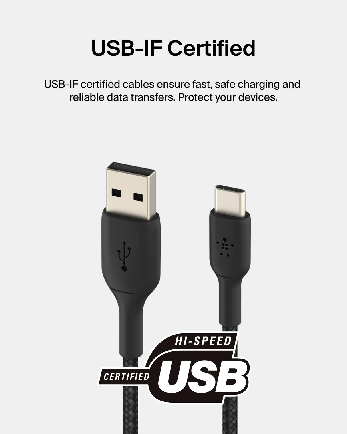 Belkin - Boost Up Charge Usb A To Usb C Braided Cable 3ft - Black