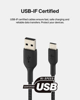 Belkin - Boost Up Charge Usb A To Usb C Braided Cable 3ft - Black