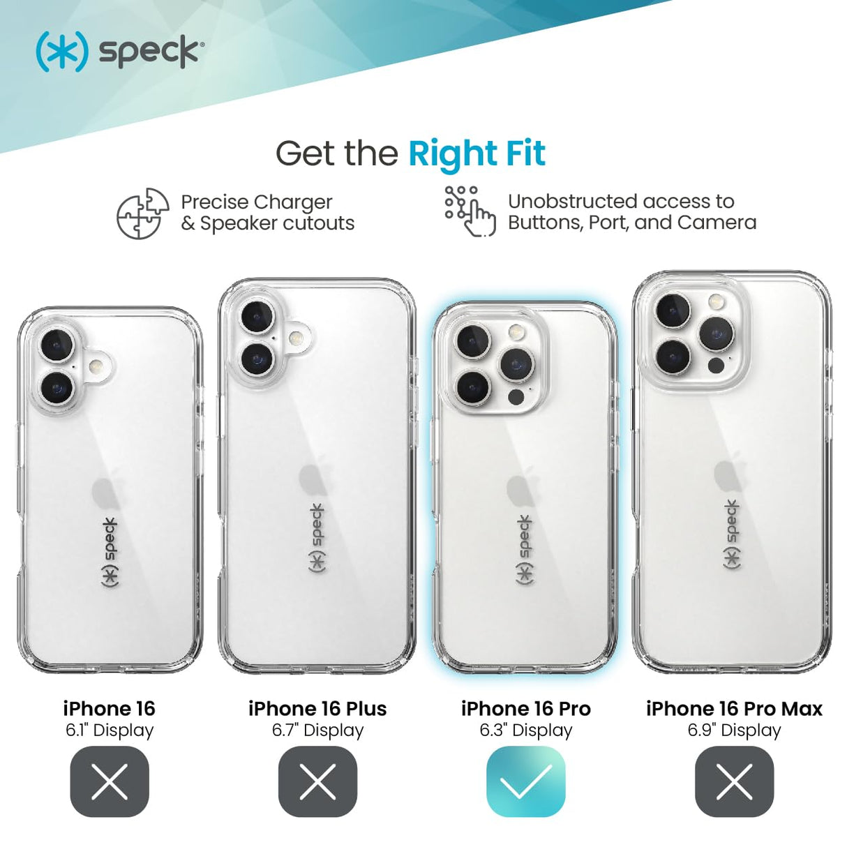 Speck - Gemshell Case For Apple Iphone 16 Pro - Clear