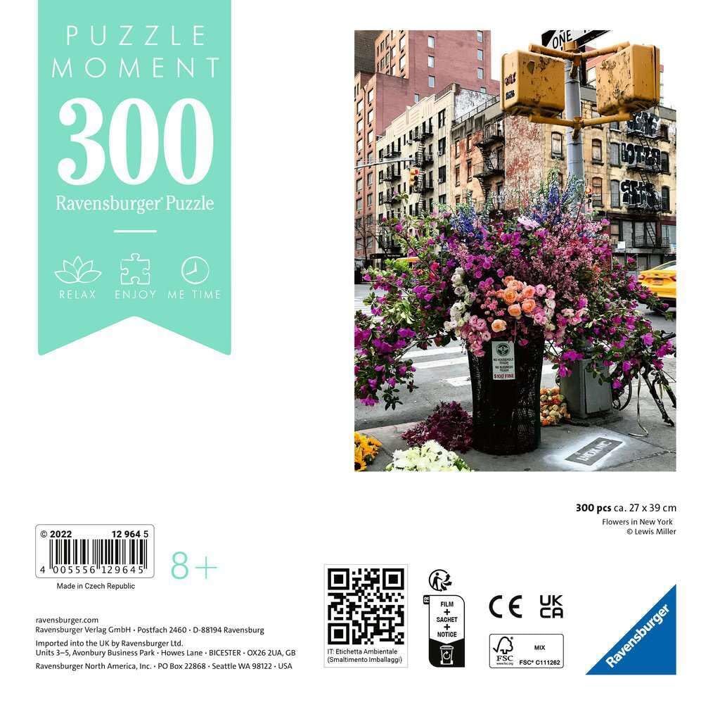 Ravensburger Puzzle Moment: Flowers in New York | 300-Piece Jigsaw Puzzle for Adults | Unique, Softclick Technology | Vibrant, Glare-Free | Perfect as a Gift or Some 'Me' Time Activity