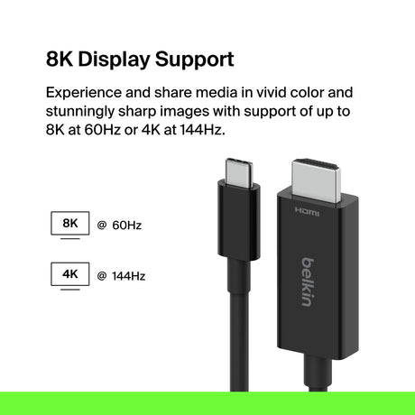 Belkin - Usb C To Hdmi 2.1 Cable 2m - Black