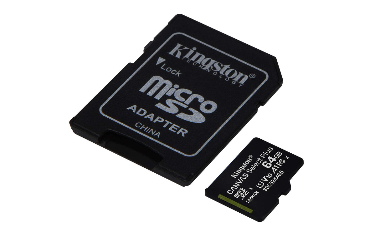 Kingston - Microsdxc Canvas Select Plus 64gb Memory Card And Adapter - Black