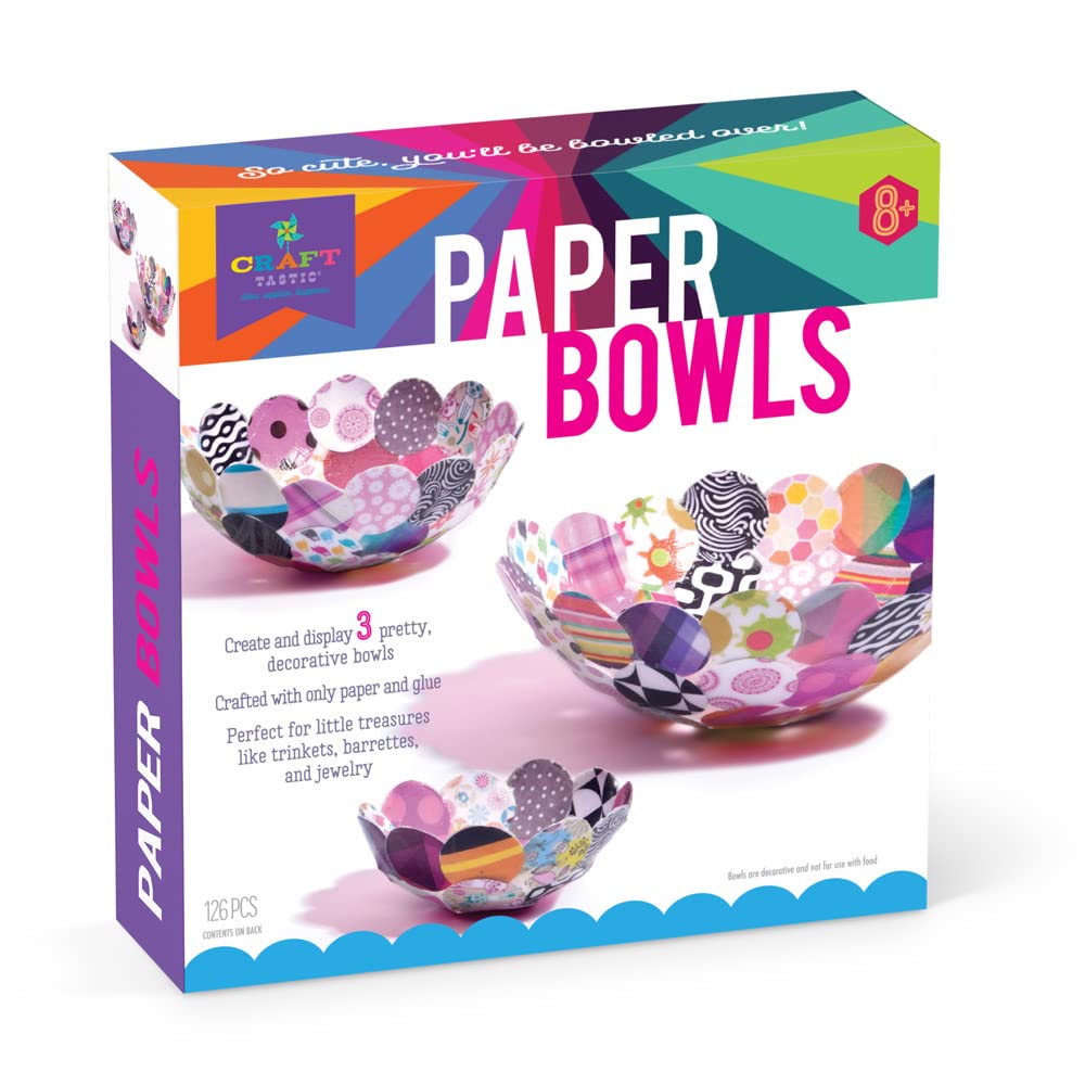 Craft-tastic Paper Bowls — DIY Bowl-Making Paper Craft Kit — Makes 3 Different Sizes — For Kids Ages 8+