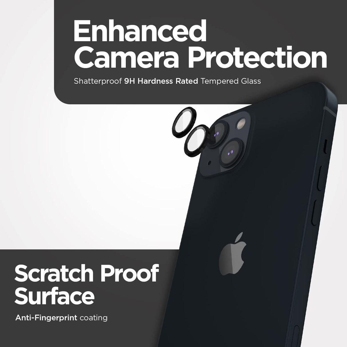 Case-mate - Aluminum Ring Hd Camera Lens Glass Protector For Apple Iphone 14 / 14 Plus - Black