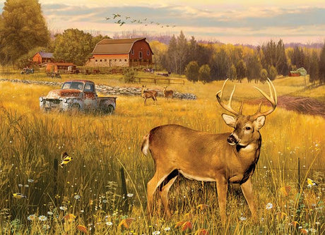 Cobble Hill 500 Piece Puzzle - Deer Field - Sample Poster Included