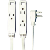 Axis 3-Outlet Indoor Extension Cord with Flat-Profile Plug - 8-foot, White (45505)