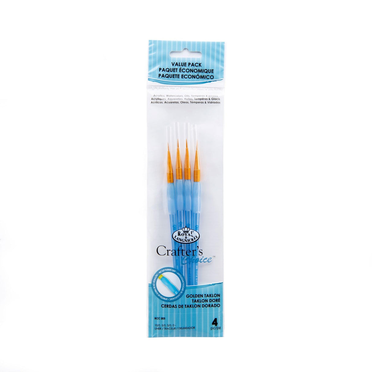 Crafter's Choice Gold Taklon Detail Brush Set - 4/Pkg