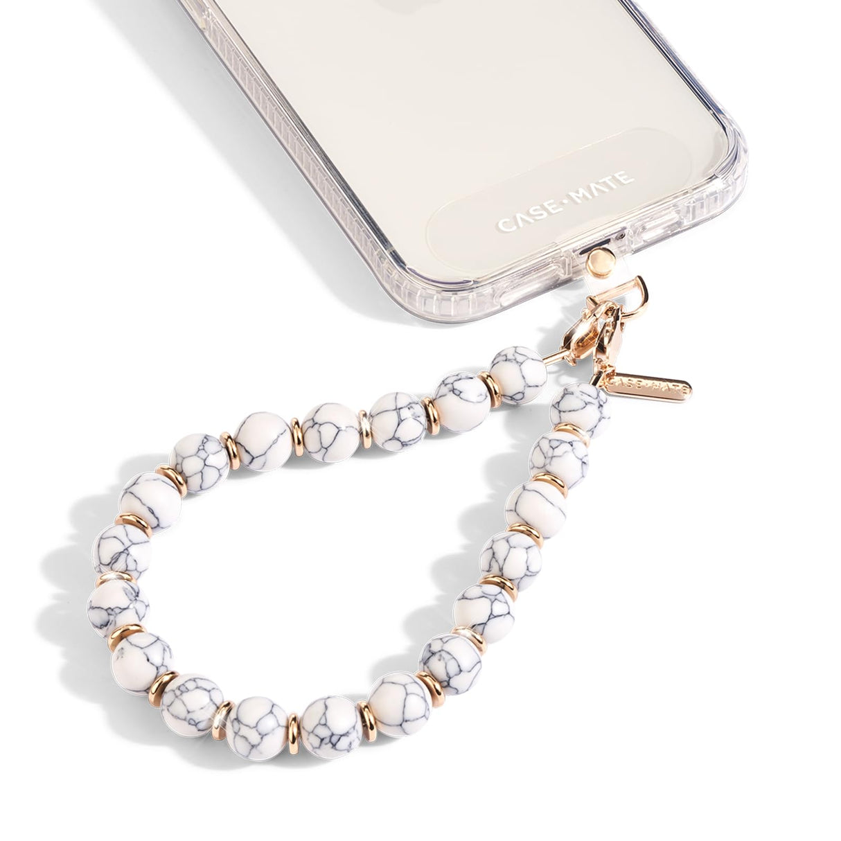 CASE-MATE BEADED PHONE WRISTLET - WHITE MARBLE