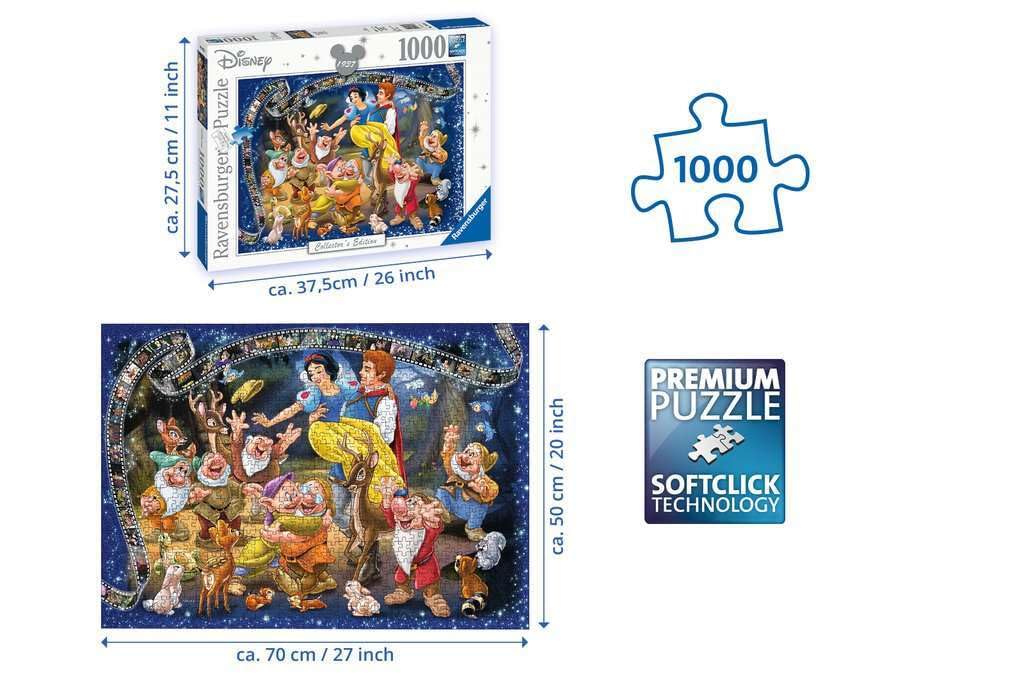 Ravensburger Disney Snow White Collector's Edition Puzzle | 1000 Unique Pieces | Softclick Technology Ensures Precise Fit | Ideal for Adults and Kids Aged 12+