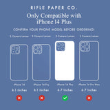 Rifle Paper Co - Ultra Slim Antimicrobial Case For Apple Iphone 14 Plus - Garden Party Blue