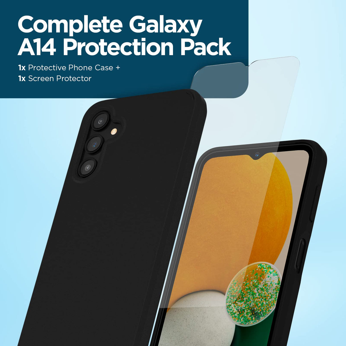 Case-mate - Protection Pack Tough Case And Glass Screen Protector For Samsung Galaxy A14 5g - Black