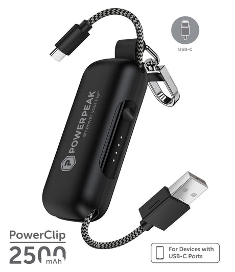 PowerPeak Clip On Ultra Portable Charger with Integrated USB