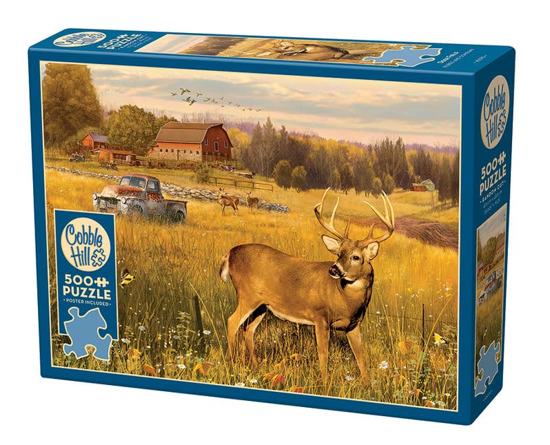 Cobble Hill 500 Piece Puzzle - Deer Field - Sample Poster Included