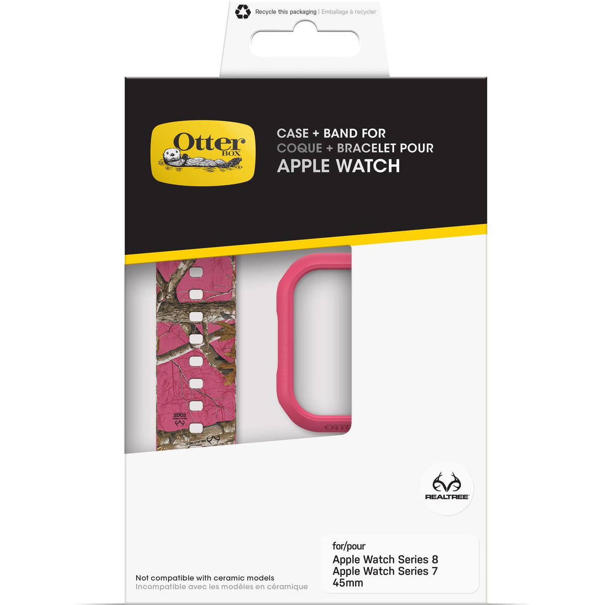 Otterbox - Bumper Graphic Case With Terrus Band For Apple Watch Series 8 45mm / Watch Series 9 45mm - Realtree Flamingo